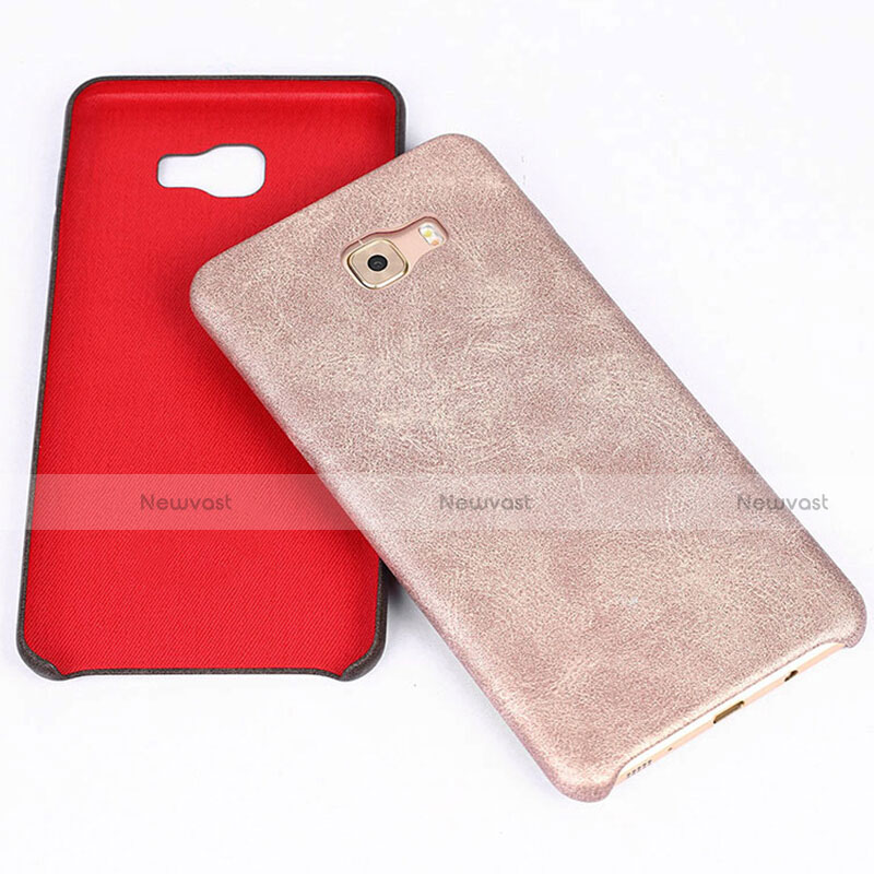 Soft Luxury Leather Snap On Case L01 for Samsung Galaxy C7 Pro C7010 Rose Gold