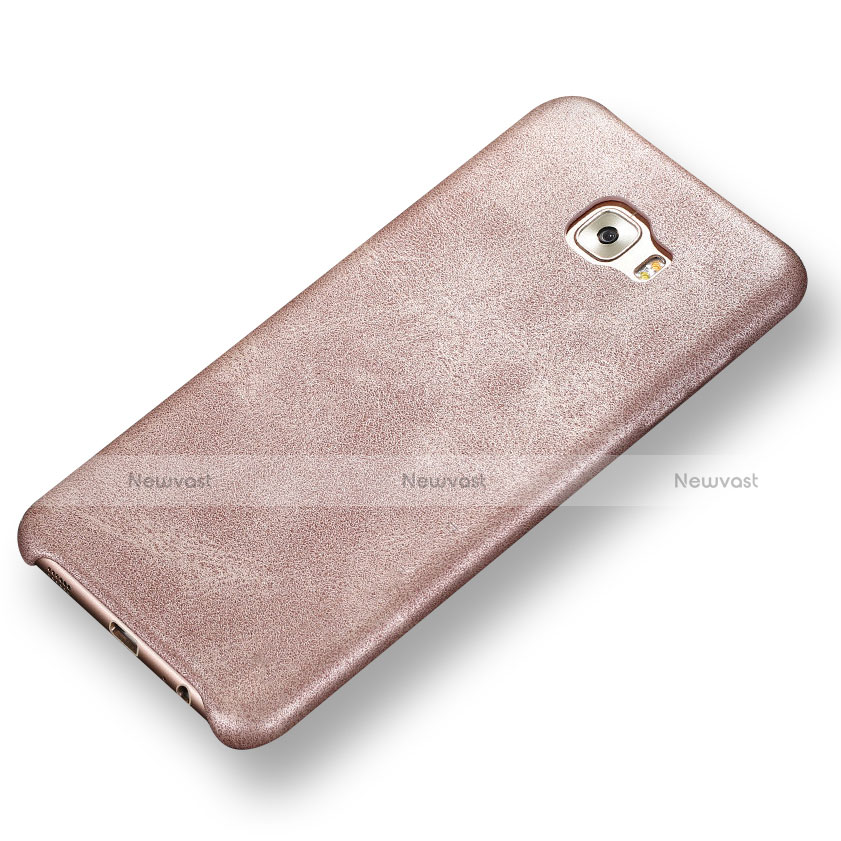 Soft Luxury Leather Snap On Case L01 for Samsung Galaxy C7 Pro C7010 Rose Gold