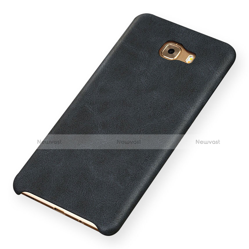 Soft Luxury Leather Snap On Case L01 for Samsung Galaxy C9 Pro C9000 Black