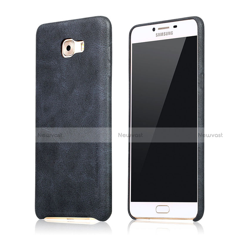 Soft Luxury Leather Snap On Case L01 for Samsung Galaxy C9 Pro C9000 Black