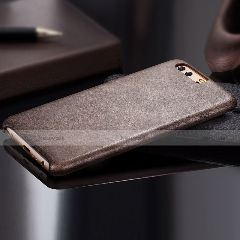 Soft Luxury Leather Snap On Case L02 for Huawei P10 Brown