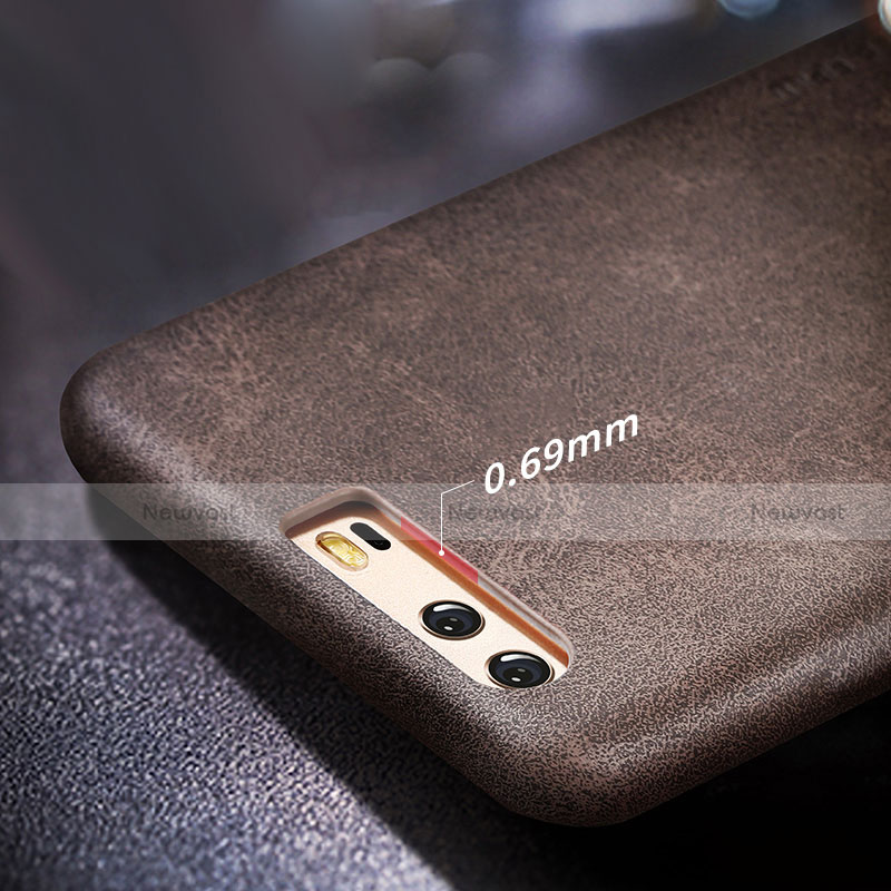 Soft Luxury Leather Snap On Case L02 for Huawei P10 Brown