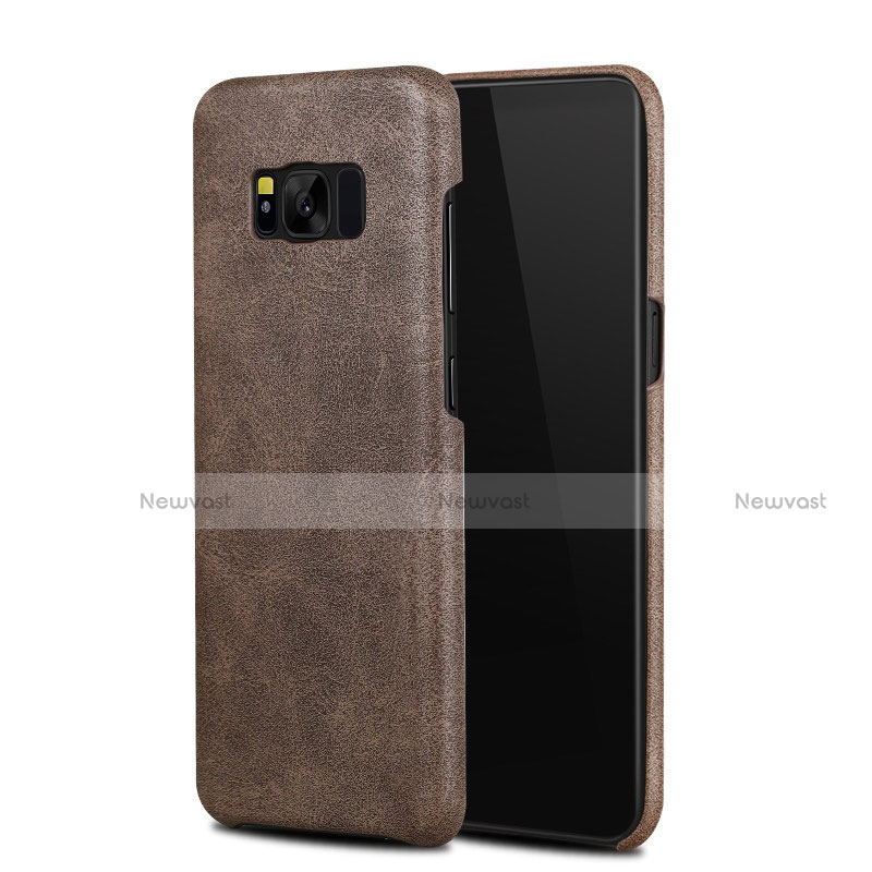 Soft Luxury Leather Snap On Case L02 for Samsung Galaxy S8 Brown