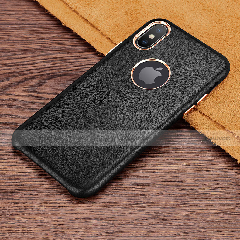 Soft Luxury Leather Snap On Case L03 for Apple iPhone Xs Black