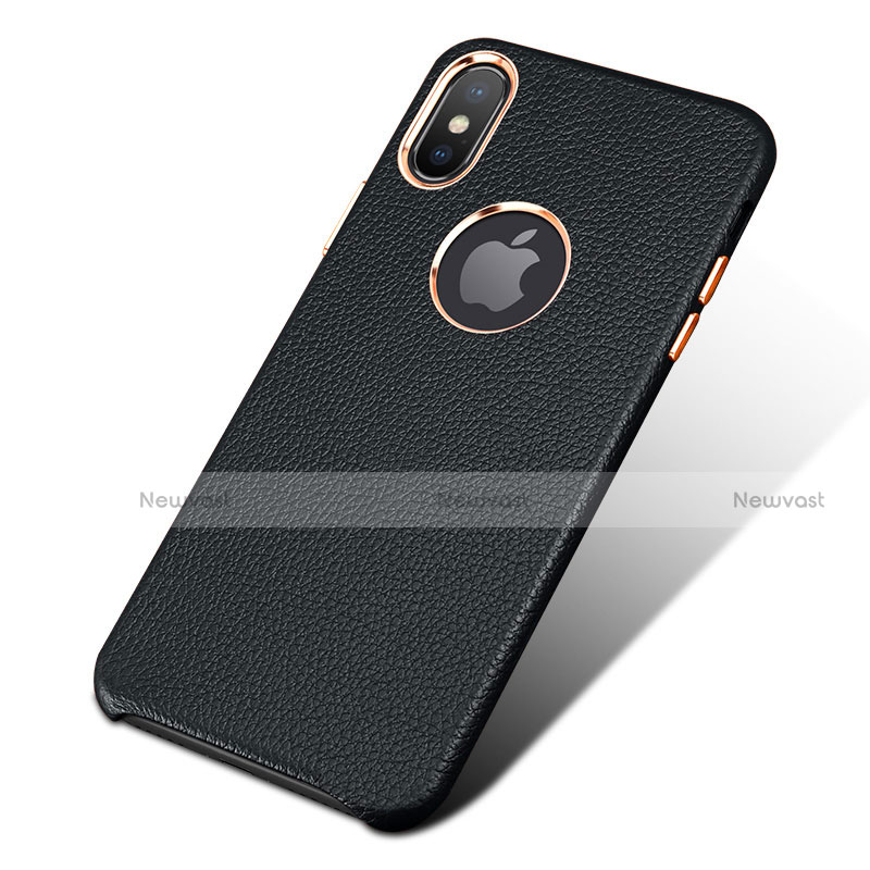 Soft Luxury Leather Snap On Case L04 for Apple iPhone Xs Black