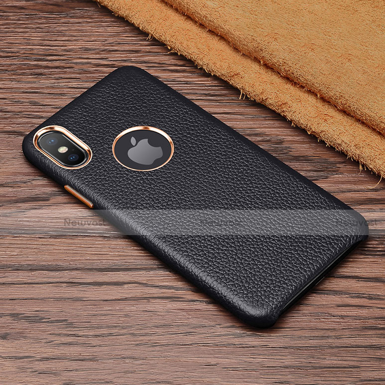 Soft Luxury Leather Snap On Case L04 for Apple iPhone Xs Black