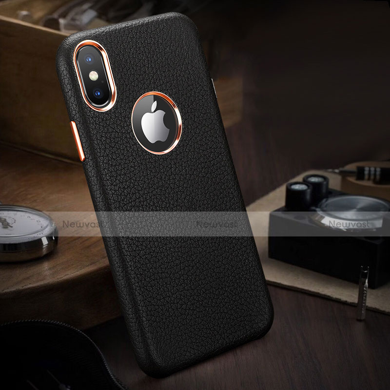 Soft Luxury Leather Snap On Case L04 for Apple iPhone Xs Black