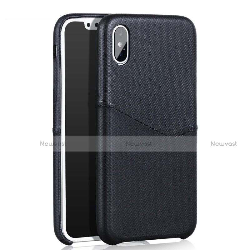 Soft Luxury Leather Snap On Case L05 for Apple iPhone X Black