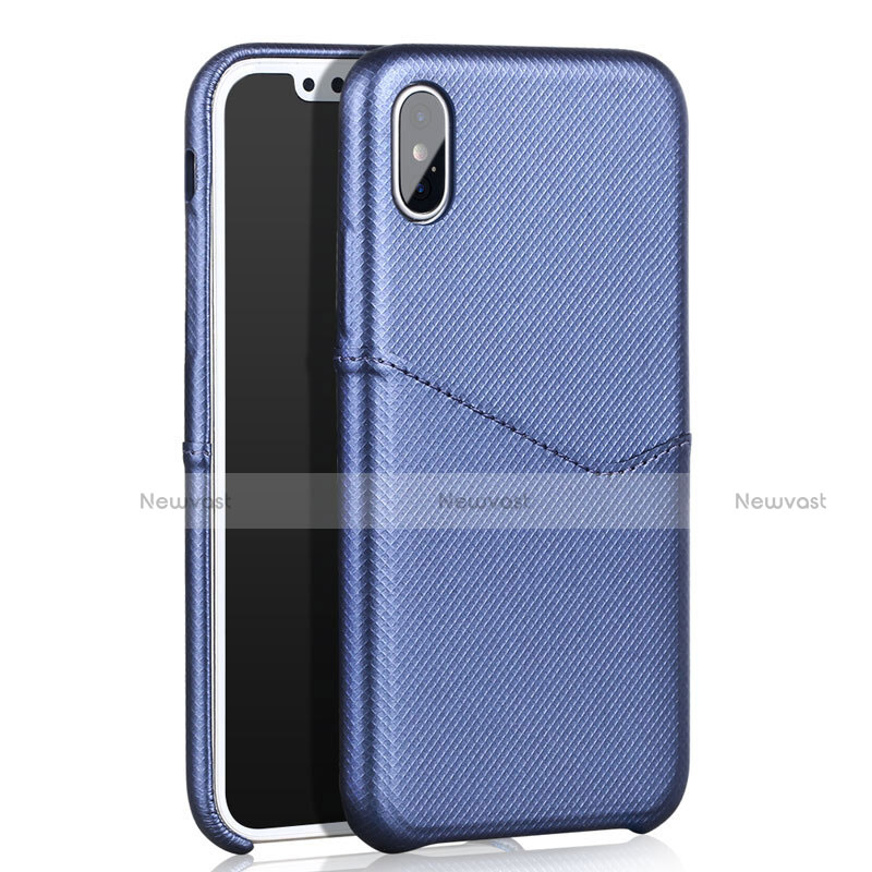 Soft Luxury Leather Snap On Case L05 for Apple iPhone X Blue