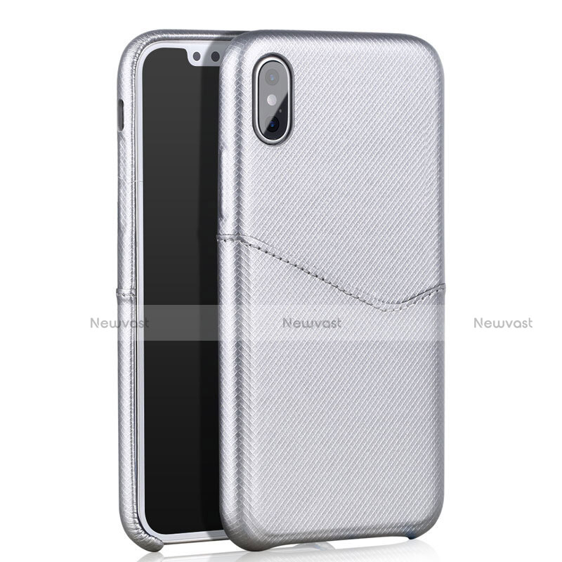 Soft Luxury Leather Snap On Case L05 for Apple iPhone X White