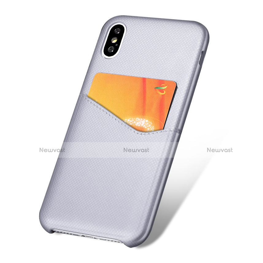 Soft Luxury Leather Snap On Case L05 for Apple iPhone X White