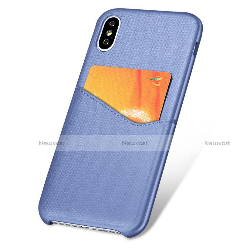 Soft Luxury Leather Snap On Case L05 for Apple iPhone Xs Max Blue