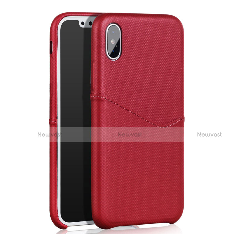 Soft Luxury Leather Snap On Case L05 for Apple iPhone Xs Max Red