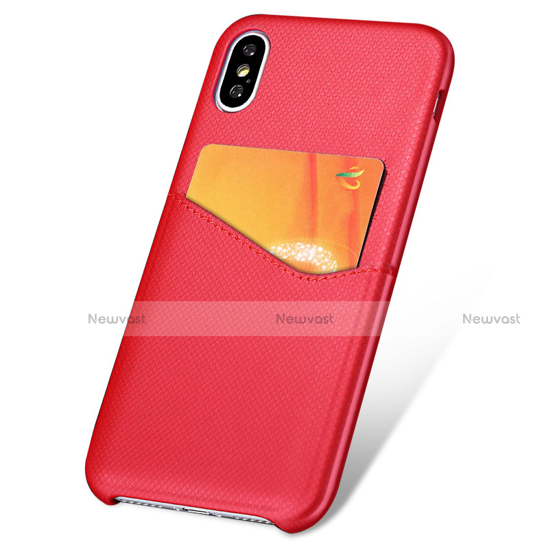 Soft Luxury Leather Snap On Case L05 for Apple iPhone Xs Max Red