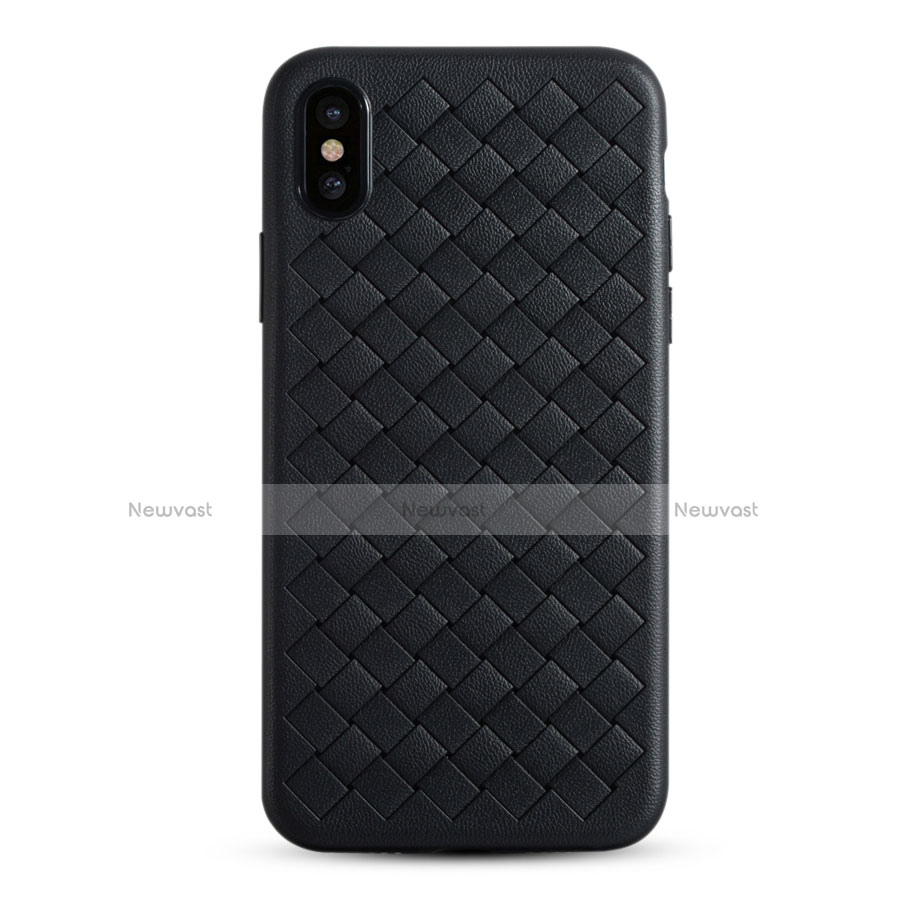 Soft Silicone Gel Leather Snap On Case C01 for Apple iPhone Xs Black