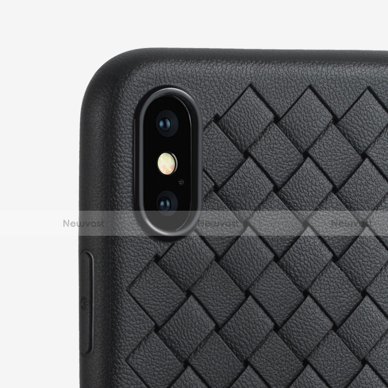 Soft Silicone Gel Leather Snap On Case C01 for Apple iPhone Xs Max Black