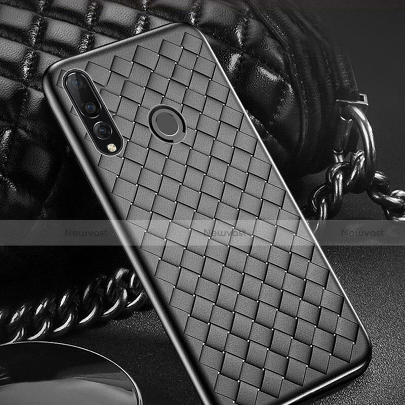 Soft Silicone Gel Leather Snap On Case Cover A01 for Huawei Honor 20 Lite Black