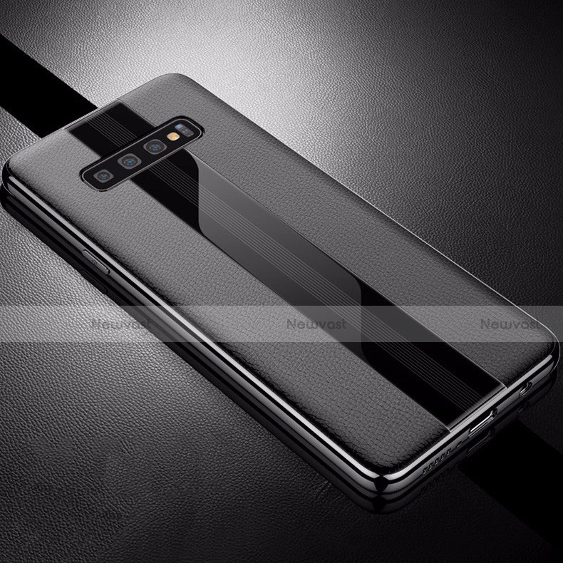 Soft Silicone Gel Leather Snap On Case Cover A01 for Samsung Galaxy S10 5G Black