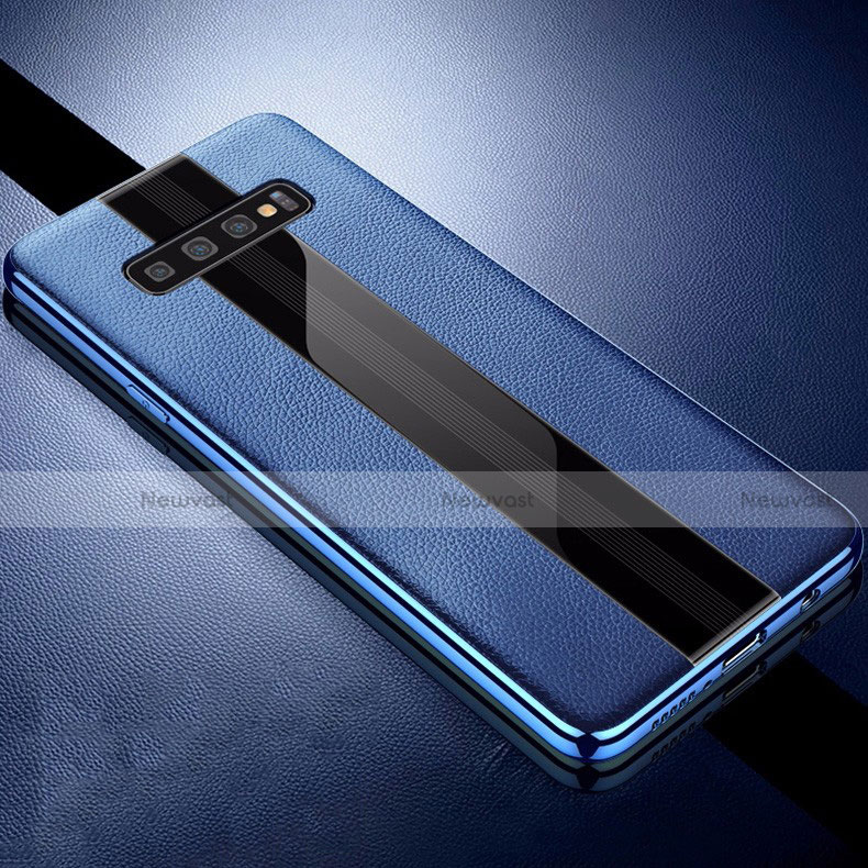 Soft Silicone Gel Leather Snap On Case Cover A01 for Samsung Galaxy S10 5G Blue