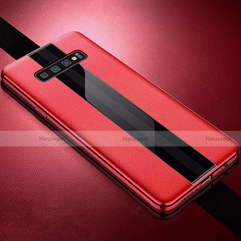 Soft Silicone Gel Leather Snap On Case Cover A01 for Samsung Galaxy S10 5G Red