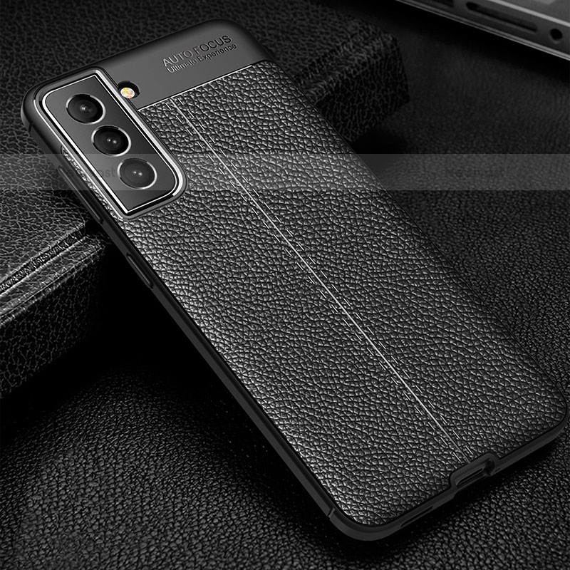 Soft Silicone Gel Leather Snap On Case Cover A01 for Samsung Galaxy S21 Plus 5G Black