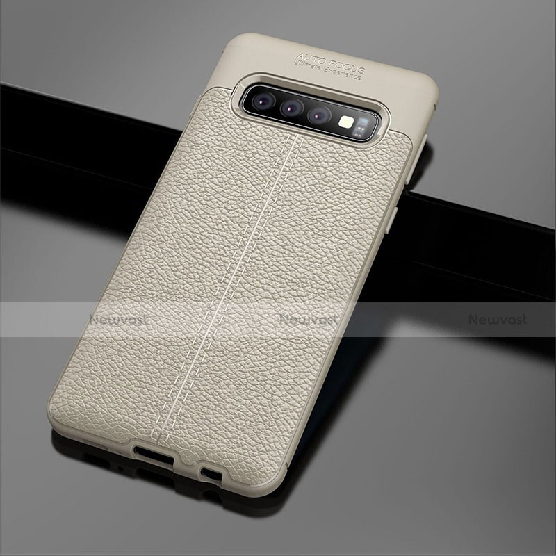 Soft Silicone Gel Leather Snap On Case Cover A02 for Samsung Galaxy S10 5G Gray