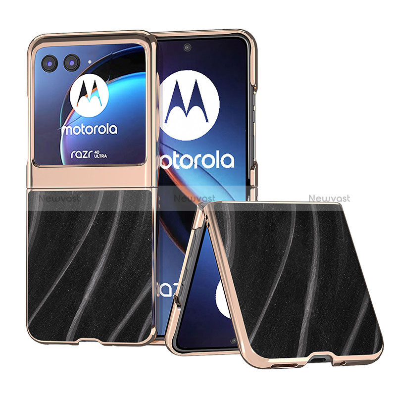 Soft Silicone Gel Leather Snap On Case Cover B05H for Motorola Moto Razr 40 Ultra 5G Black