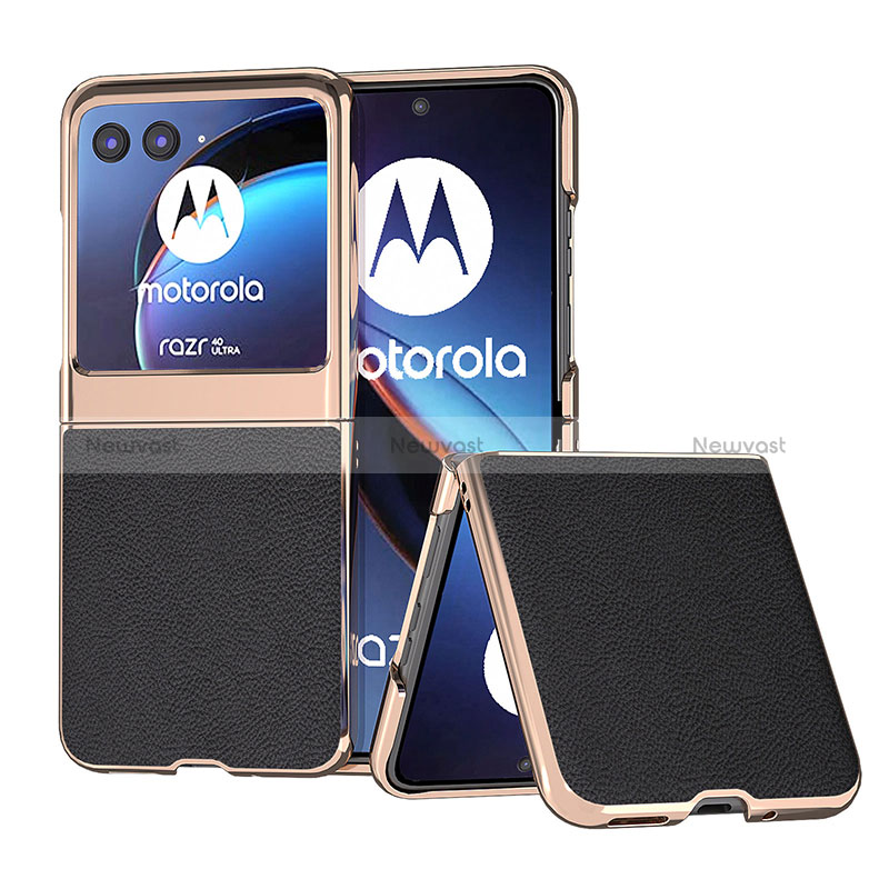 Soft Silicone Gel Leather Snap On Case Cover B07H for Motorola Moto Razr 40 Ultra 5G Black