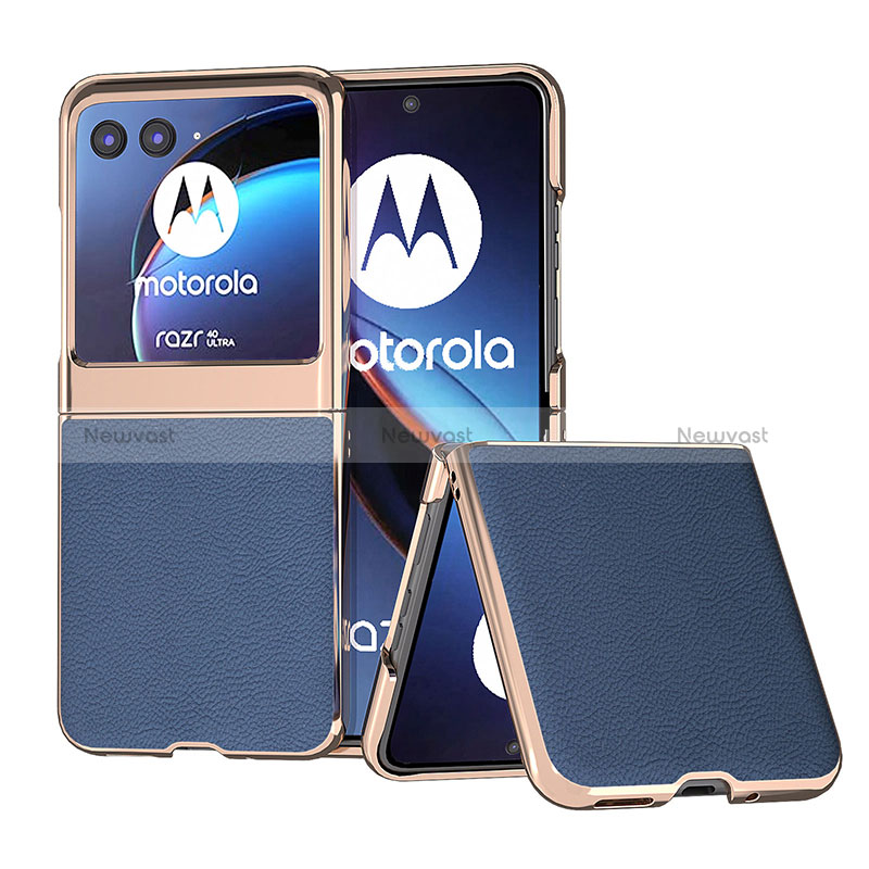 Soft Silicone Gel Leather Snap On Case Cover B07H for Motorola Moto Razr 40 Ultra 5G Blue