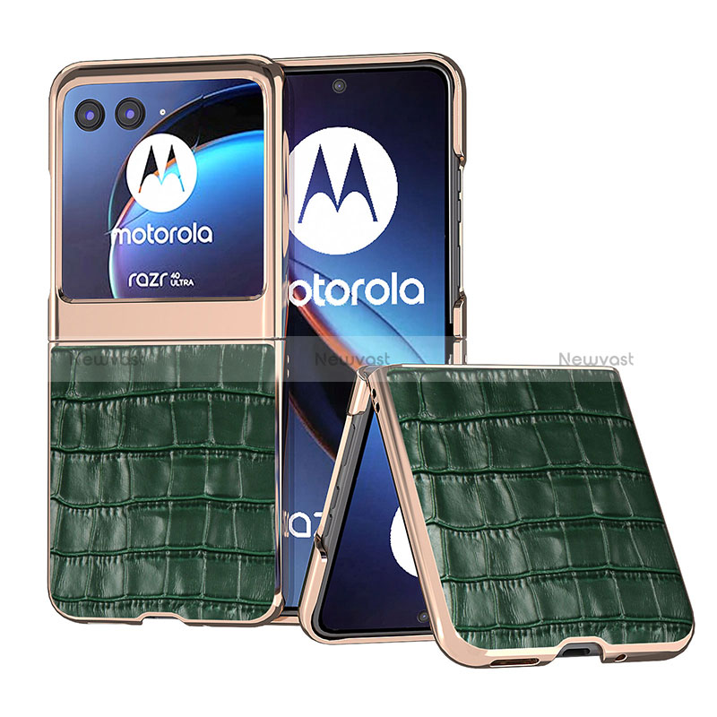 Soft Silicone Gel Leather Snap On Case Cover B08H for Motorola Moto Razr 40 Ultra 5G Green