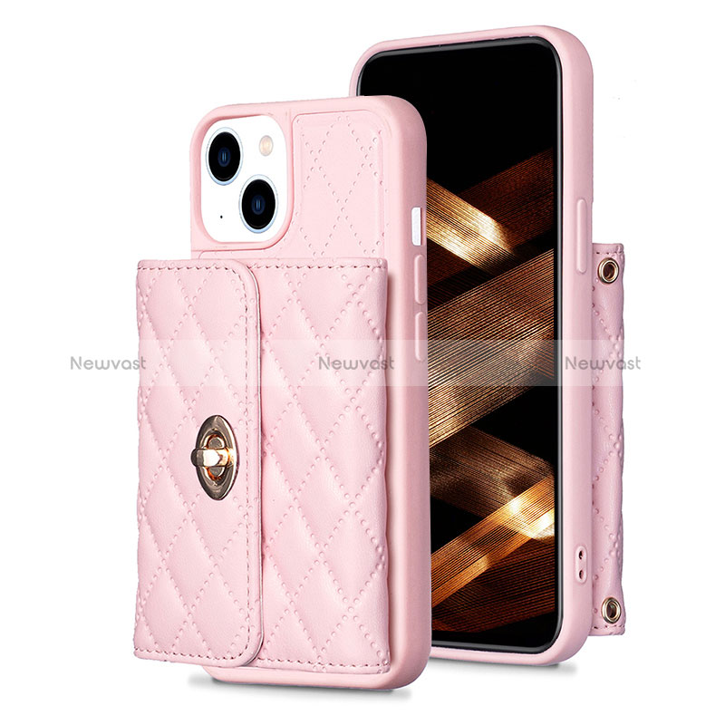 Soft Silicone Gel Leather Snap On Case Cover BF1 for Apple iPhone 14 Plus Rose Gold