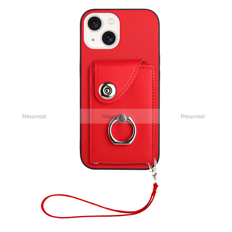 Soft Silicone Gel Leather Snap On Case Cover BF1 for Apple iPhone 14 Red