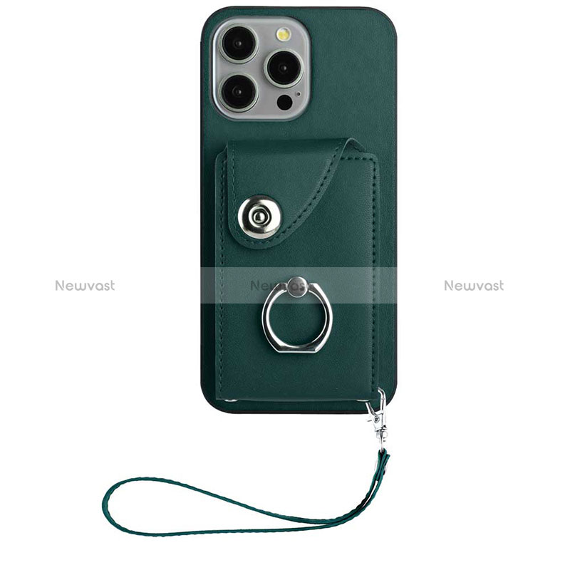 Soft Silicone Gel Leather Snap On Case Cover BF1 for Apple iPhone 15 Pro Max Midnight Green