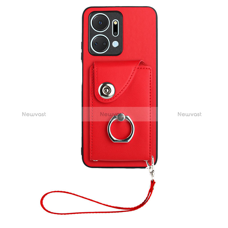 Soft Silicone Gel Leather Snap On Case Cover BF1 for Huawei Honor X7a Red