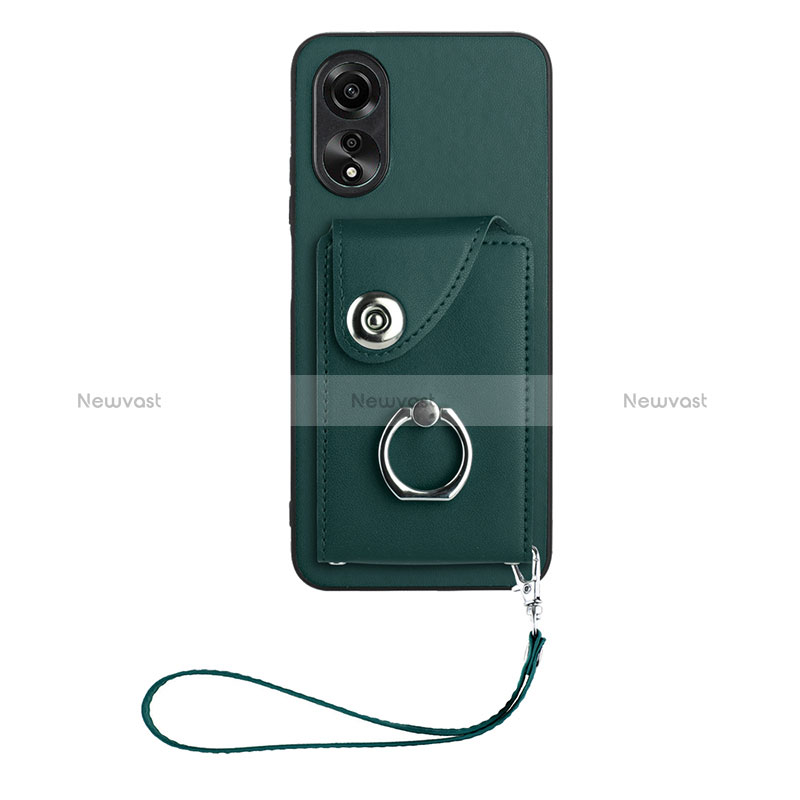 Soft Silicone Gel Leather Snap On Case Cover BF1 for Oppo A17 Green