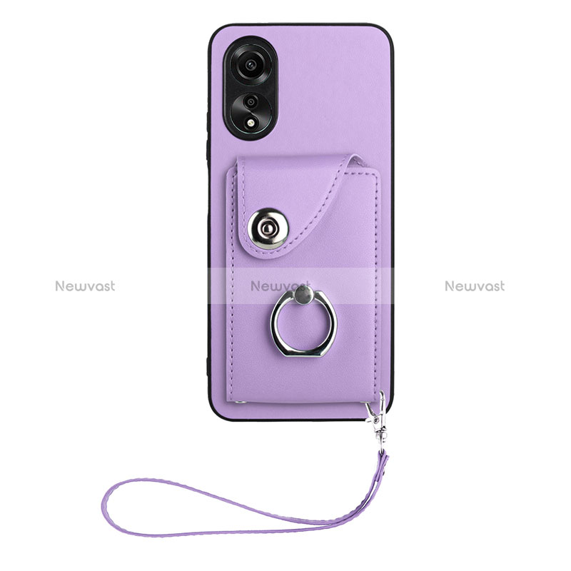 Soft Silicone Gel Leather Snap On Case Cover BF1 for Oppo A18 Purple