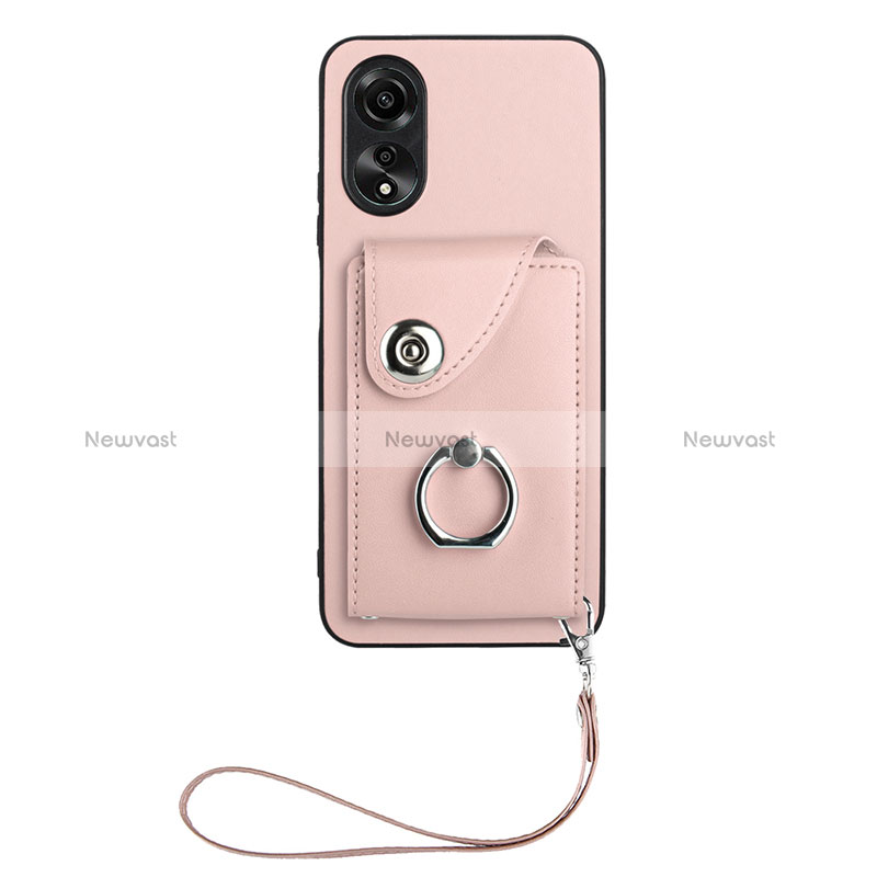 Soft Silicone Gel Leather Snap On Case Cover BF1 for Oppo A38 Rose Gold