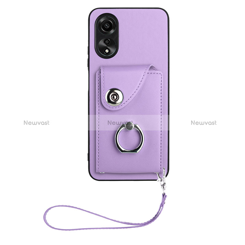 Soft Silicone Gel Leather Snap On Case Cover BF1 for Oppo A58 5G Purple