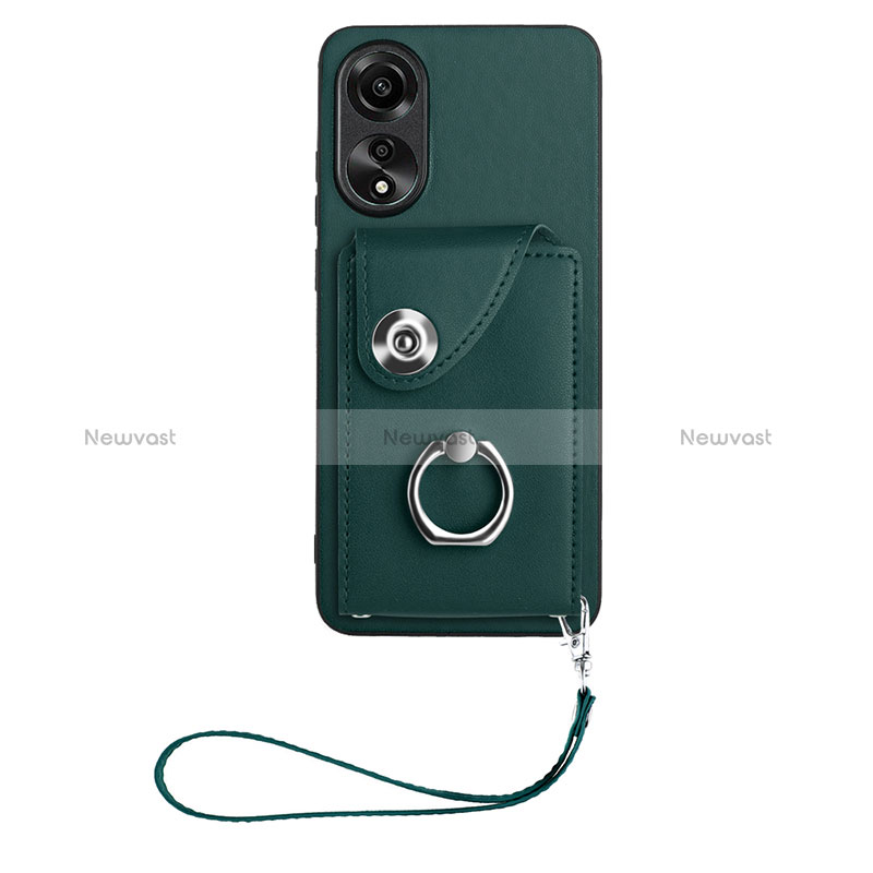 Soft Silicone Gel Leather Snap On Case Cover BF1 for Oppo A78 4G Green