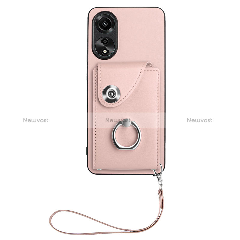 Soft Silicone Gel Leather Snap On Case Cover BF1 for Oppo A78 4G Rose Gold