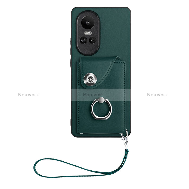 Soft Silicone Gel Leather Snap On Case Cover BF1 for Oppo Reno10 5G Midnight Green