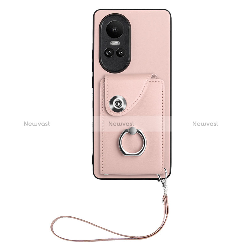 Soft Silicone Gel Leather Snap On Case Cover BF1 for Oppo Reno10 5G Rose Gold