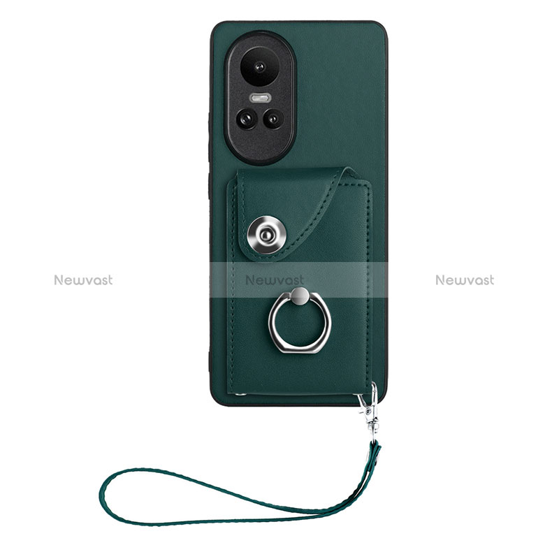 Soft Silicone Gel Leather Snap On Case Cover BF1 for Oppo Reno10 Pro 5G Midnight Green