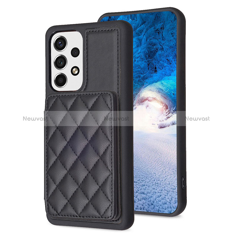 Soft Silicone Gel Leather Snap On Case Cover BF1 for Samsung Galaxy A13 4G Black