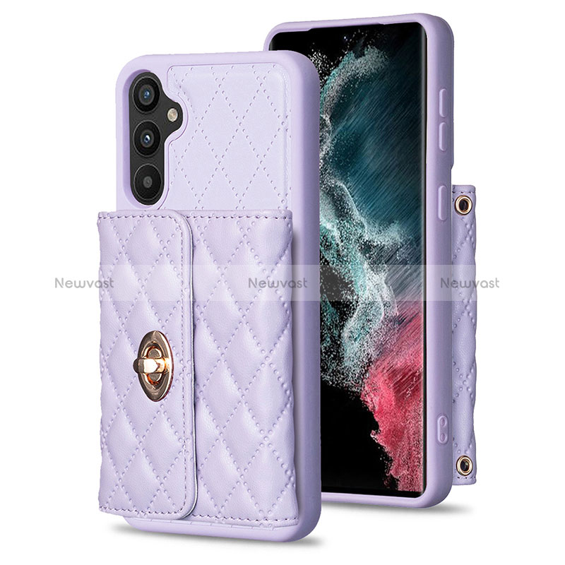 Soft Silicone Gel Leather Snap On Case Cover BF1 for Samsung Galaxy A34 5G Clove Purple