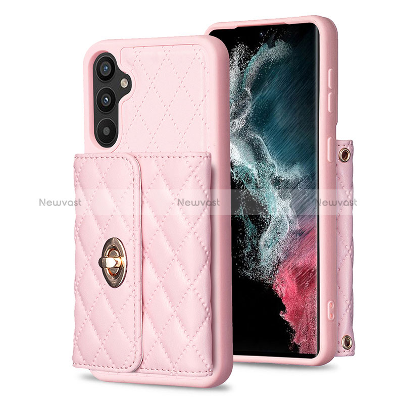 Soft Silicone Gel Leather Snap On Case Cover BF1 for Samsung Galaxy A34 5G Rose Gold