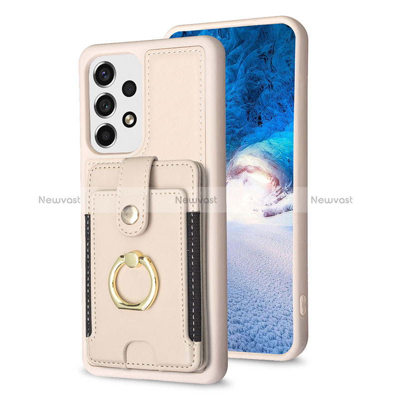 Soft Silicone Gel Leather Snap On Case Cover BF1 for Samsung Galaxy A53 5G Khaki