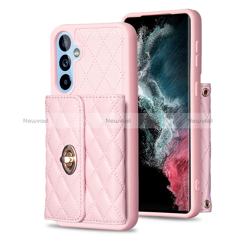 Soft Silicone Gel Leather Snap On Case Cover BF1 for Samsung Galaxy A54 5G Rose Gold