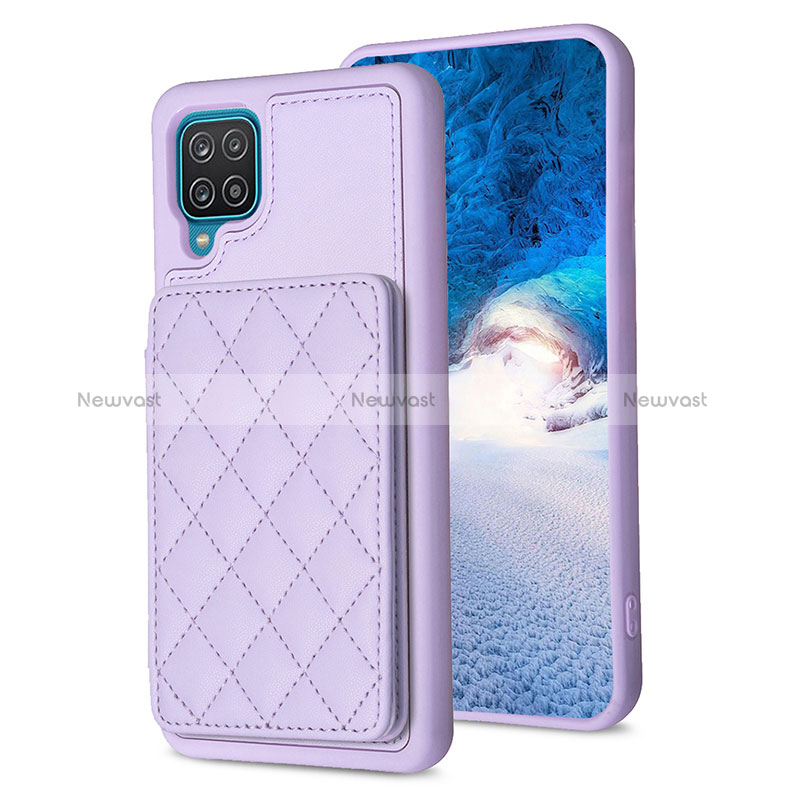 Soft Silicone Gel Leather Snap On Case Cover BF1 for Samsung Galaxy F12 Clove Purple