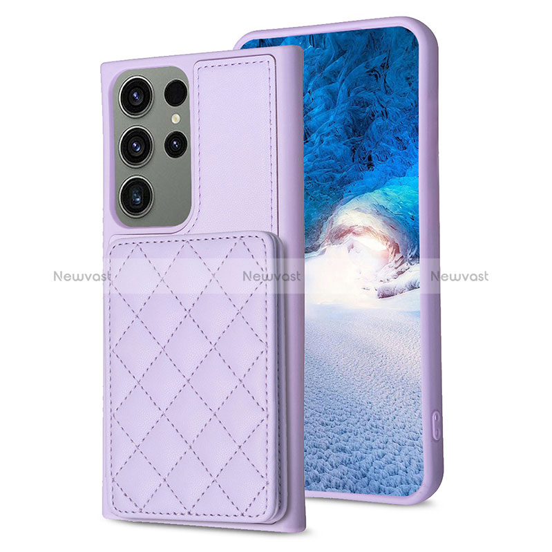 Soft Silicone Gel Leather Snap On Case Cover BF1 for Samsung Galaxy S21 FE 5G Clove Purple